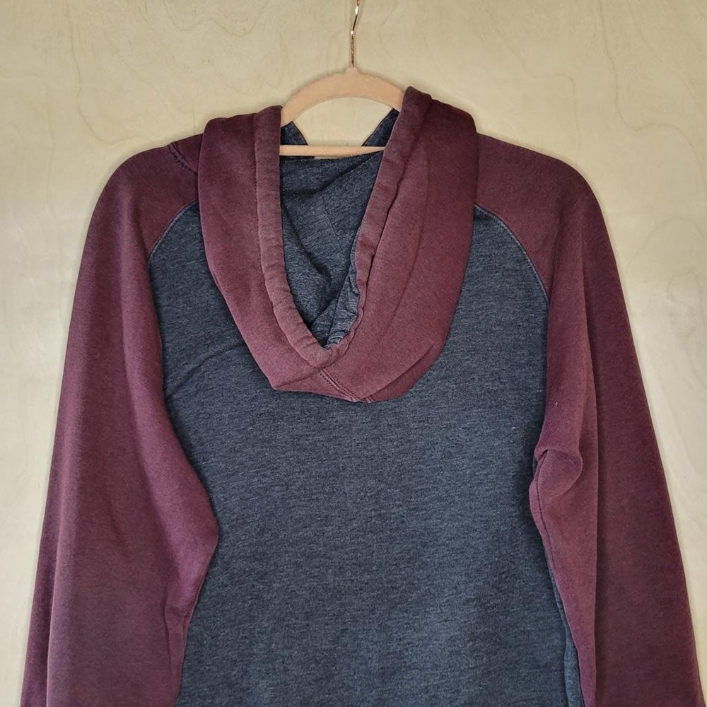 Active Rideshop Gray Burgundy Fleece Sweashirt Pullover Hoodie Men Size S - Picture 4 of 10